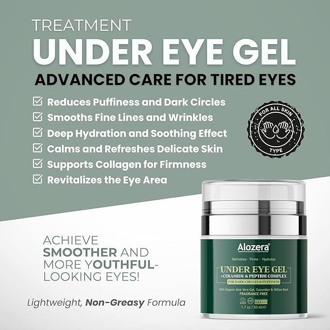 Under Eye Gel - Premium Anti Aging Eye Cream for Dark Circles & Puffiness, Treatment On, Eye Bags Gone, Brightness Glows, 1.7 oz.-VivaGrace Women