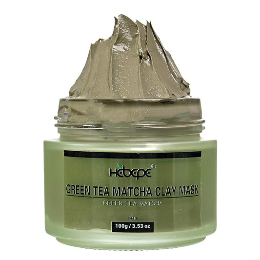 Green Tea Matcha Facial Detox Clay Mask with Mineral Oil, Wash Off Until Dry, Deep Cleaning, Hydrating, Detoxing, Healing, and Relaxing, Pore, and Blackhead Mask-VivaGrace Women