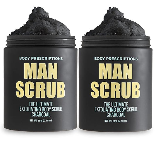 Body Prescriptions Men’s Exfoliating Body Scrub – Ultimate Skin Cleansing Wash in Jar with Twist-Top Lid, For All Skin Types, 21 Ounce (Pack of 2), Charcoal-VivaGrace Women