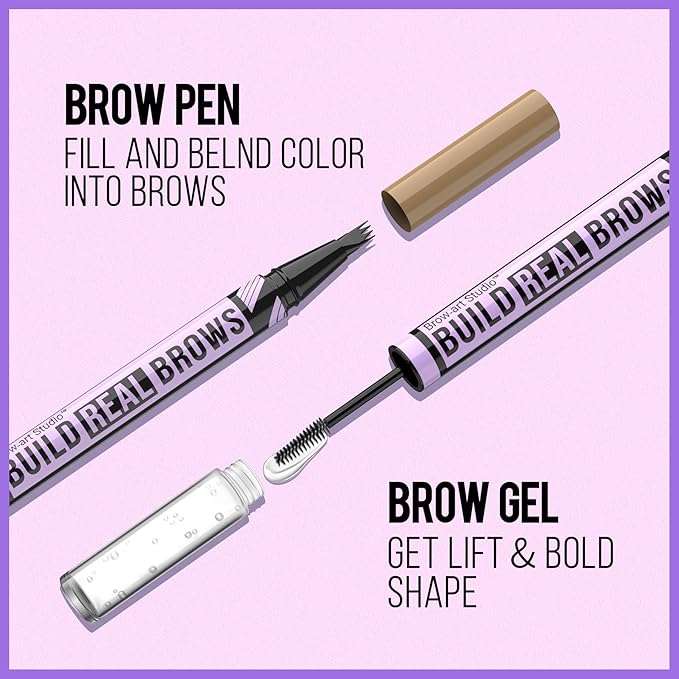 iMethod Eyebrow Pen and Eyebrow Gel - Eyebrow Pencils for Women with 4-Fork-Tip & Brow Gel Clear, Magical 2-in-1 Dual-Ended Brow Pen for Fuller-Looking Defined Brows, Stay All Day, Black-VivaGrace Women