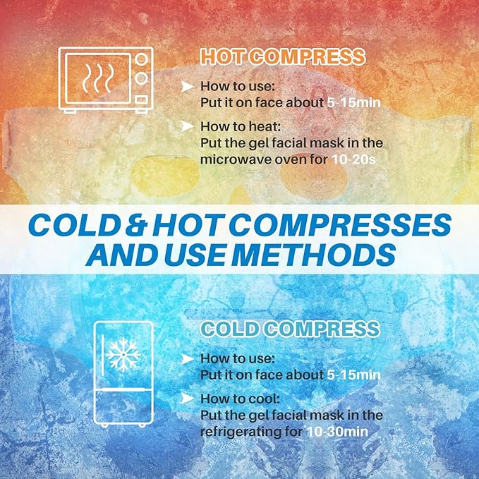 Ice Pack Cold Face Eye Masks Reduce Face Puff, Dark Circles, Reusable Cold Hot Gel Face Eye Mask, Suitable for Women Facial SPA, Ice Face Mask for Sleeping, Headaches (Blue)-VivaGrace Women