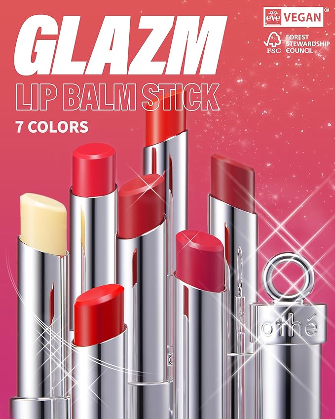 ATHE Glazm Lipbalm Stick - Vegan Glow Korean Lip Balm - Plumping, Volumizing & Highly Pigmented Lipstick - Soft Melting, Buildable Formula - Plant-Derived, Cruelty-Free, 0.12oz. (06 Warmstomizing)-VivaGrace Women
