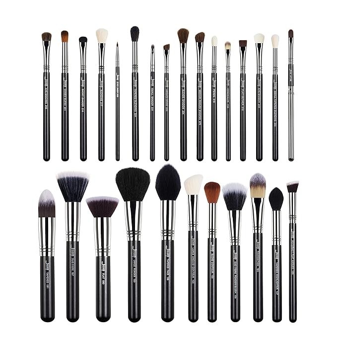Jessup Makeup Brushes Set Professional 27 pcs Brush Makeup Premium Synthetic Foundation Contour Powder Blush Highlighter Eyeshadow Concealer Brow Face Make Up Brushes Tools Black/Silver T133-VivaGrace Women