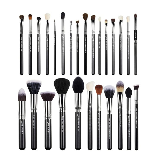 Jessup Makeup Brushes Set Professional 27 pcs Brush Makeup Premium Synthetic Foundation Contour Powder Blush Highlighter Eyeshadow Concealer Brow Face Make Up Brushes Tools Black/Silver T133-VivaGrace Women