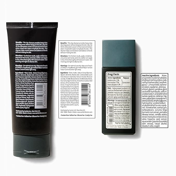 Limited Edition Men's Skincare Gift Set, Cardon Anti-Aging Korean Skincare Routine, Cactus-based, All Skin Types, Face Wash, Face Moisturizer with Sunscreen, SPF 30, Night Lotion, Eye Cream (4 CT)-VivaGrace Women