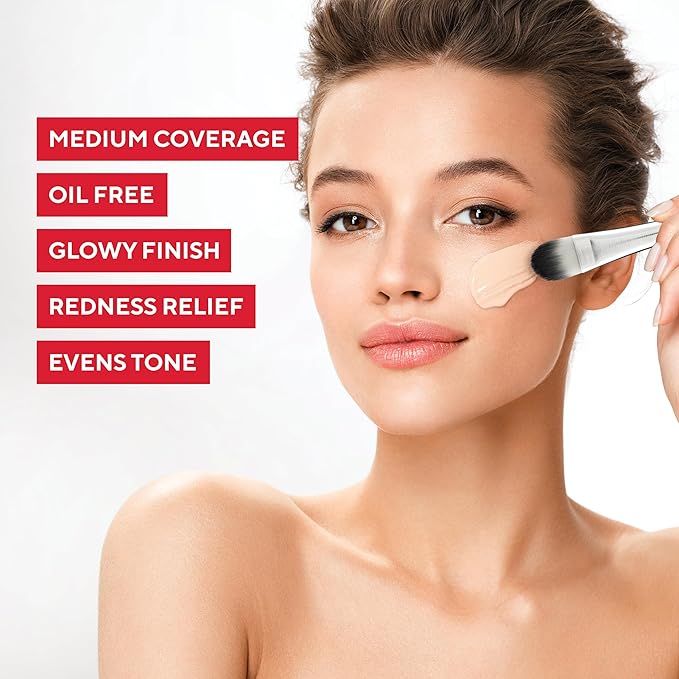 Mirabella Skin Tint Creme Liquid Foundation Makeup, Oil-Free Mineral Foundation for Medium Coverage - w/Hyaluronic Acid, Squalane, & Allantoin for All Skin Types - IC Cool-VivaGrace Women