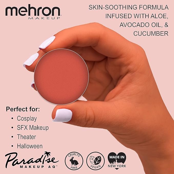 Mehron Makeup Paradise Makeup AQ Refill Size | Stage & Screen, Face & Body Painting, Beauty, Cosplay, and Halloween | Water Activated Face Paint, Body Paint, Cosplay Makeup .25 oz (7 ml) (CORAL)-VivaGrace Women