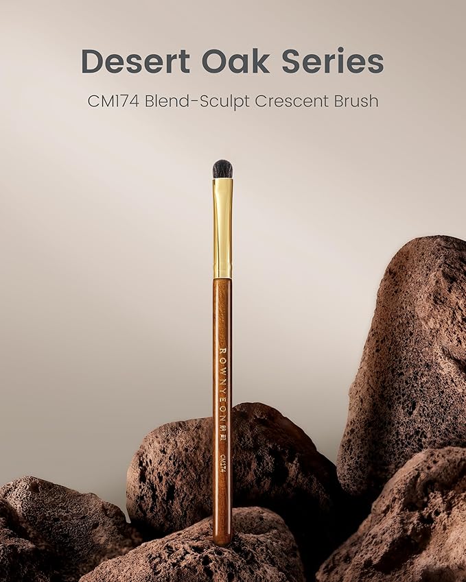 Desert Oak Series Blend-Sculpt Eyeshadow Brush - Contoured Crescent Head for Crease Work, Hypoallergenic Squirrel & Goat Hair Blend, Bubinga Bubinga Handle (CM 174)-VivaGrace Women