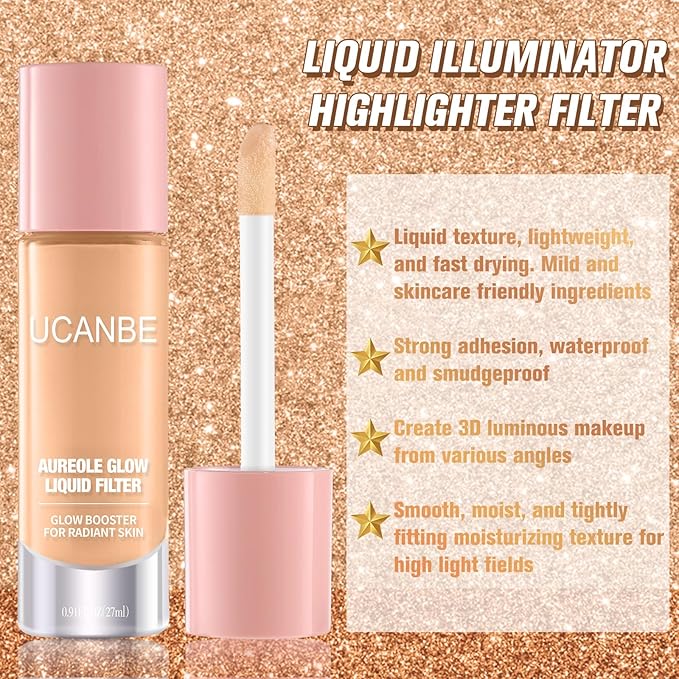 UCANBE 2PCS Halo Glow Liquid Filter, Rose Glow 0.91OZ + Fair Glow 0.91OZ, Face Complexion Booster For Radiant Skin All Day Longwear, Soft-Focus Look Sodium Hyaluronate Vegan & Cruelty-Free-VivaGrace Women