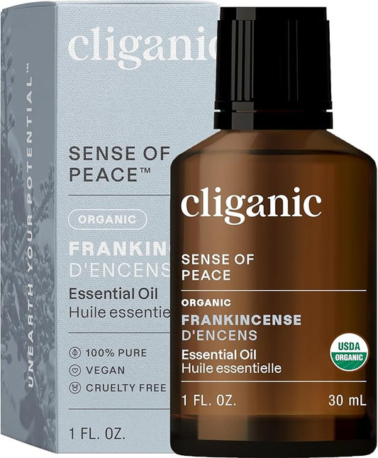 Cliganic USDA Organic Frankincense Essential Oil, 1oz - Boswellia Serrata, 100% Pure Natural Undiluted, for Aromatherapy | Non-GMO Verified (Packaging May Vary)-VivaGrace Women