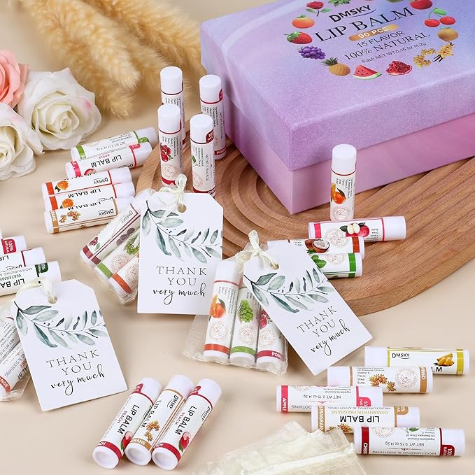 DMSKY 90 Pack Lip Balm, Natural Lip Balm Bulk with Vitamin E and Coconut Oil, Moisturizing Soothing Chapped Lips, Gifts for Women Stocking Stuffers Party Favors-VivaGrace Women
