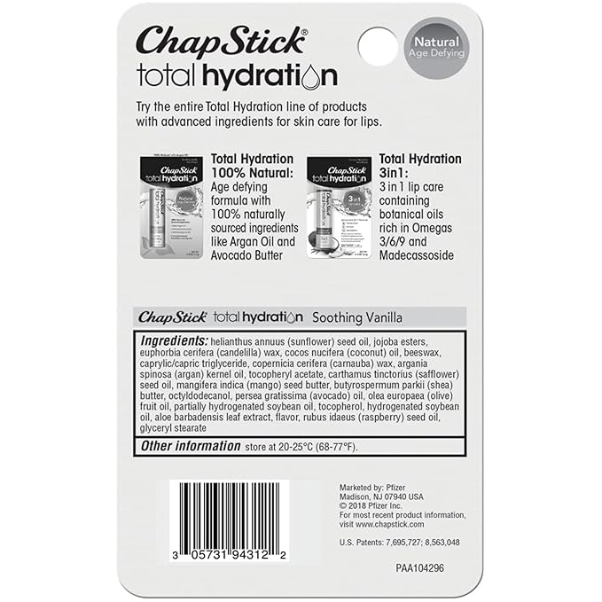 ChapStick Total Hydration Lip Care Soothing Vanilla - Pack of 2-VivaGrace Women