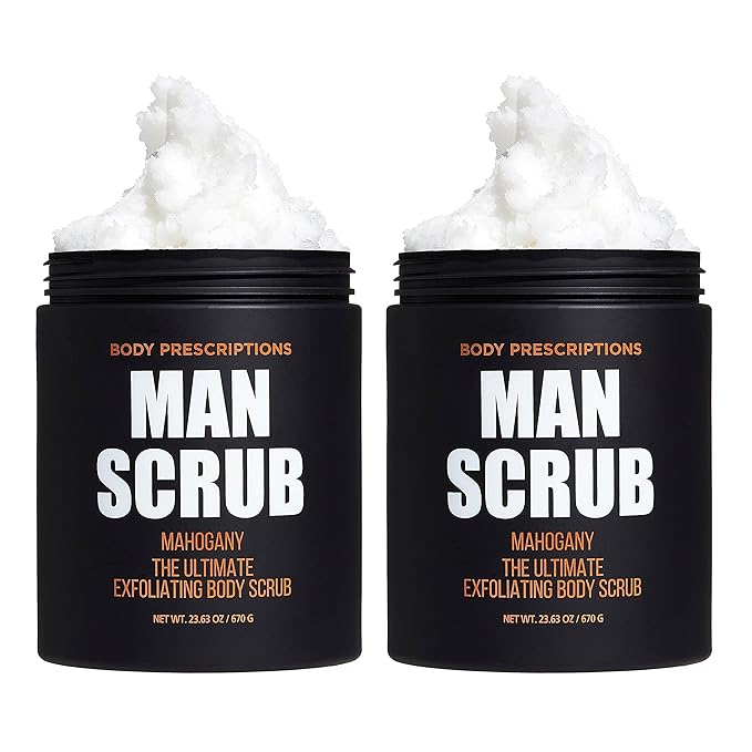 Body Prescriptions Men’s Exfoliating Body Scrub – Ultimate Skin Cleansing Wash in Jar with Twist-Top Lid, For All Skin Types, 21 Ounce (Pack of 2), Mahogany-VivaGrace Women