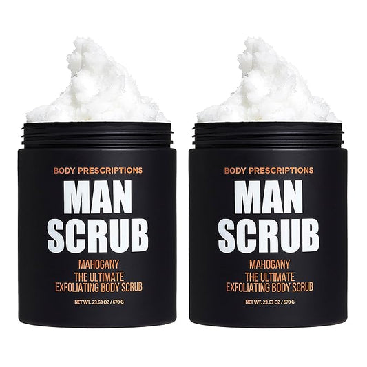 Body Prescriptions Men’s Exfoliating Body Scrub – Ultimate Skin Cleansing Wash in Jar with Twist-Top Lid, For All Skin Types, 21 Ounce (Pack of 2), Mahogany-VivaGrace Women