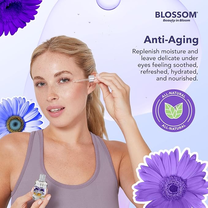 Blossom All Natural Organic Cruelty Free Moisturizing Eye Serum with Essential Oils, Infused with Real Flowers, Made in USA, 0.5 fl. oz., Fall Medley-VivaGrace Women
