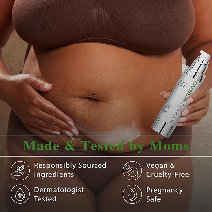 Abera Ovela Maternity Stretch Mark Cream with Eye Mask for Pregnancy and Weight Fluctuations, Stretch Mark Treatment Pregnancy Must Haves, Deep Stretch Mark Removal, All Skin Types, 1.69 fl oz-VivaGrace Women