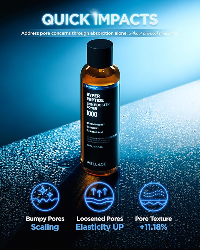 WELLAGE Hyper Peptide Skin Booster Face Toner - Korean Beauty Facial Astringent, Infused Peptide PHA, Anti-Aging, Wrinkle & Elasticity Improvement - for Uneven Texture, Reduces Pores, 6.76 fl.oz.-VivaGrace Women