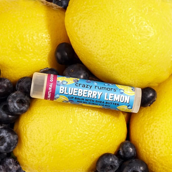 Crazy Rumors Blueberry Lemon Flavored All Natural, Plant Based Lip Balm to Moisturize and Nourish your Lips - Blueberry Lemon (3-Pack)-VivaGrace Women