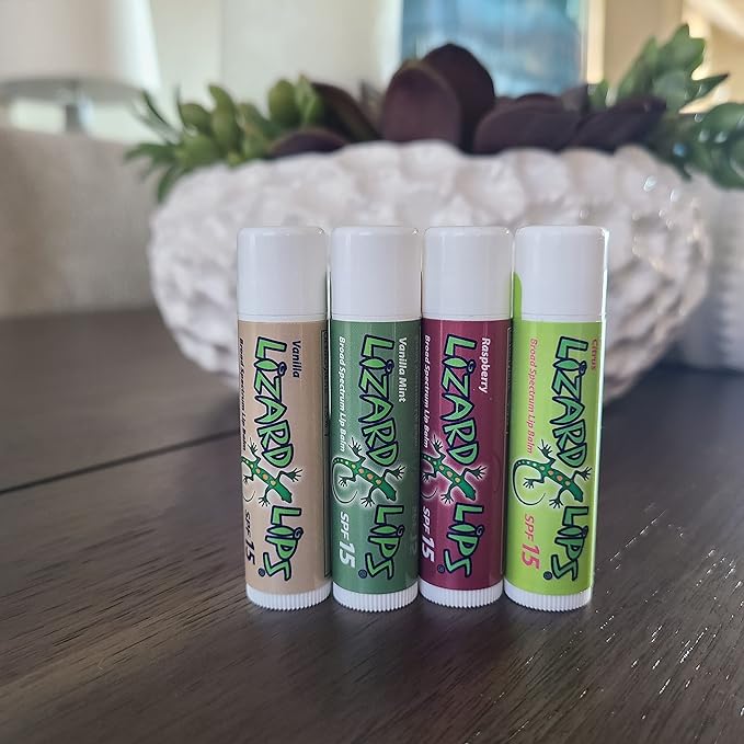 Lizard Lips SPF 15 Lip Balm (4 Flavor Variety)-VivaGrace Women