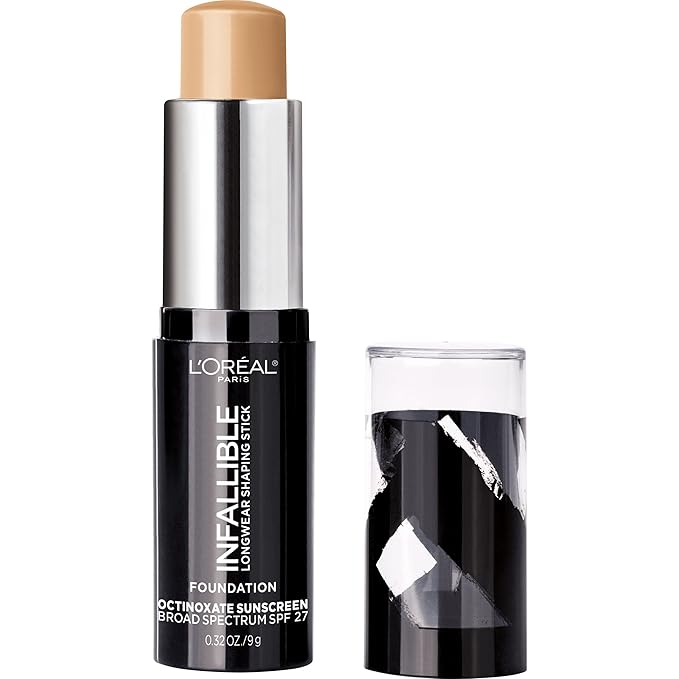 L'Oreal Paris Makeup Infallible Longwear Shaping Stick Foundation, 406 Warm Beige, 1 Tube, 0.32 Ounce-VivaGrace Women