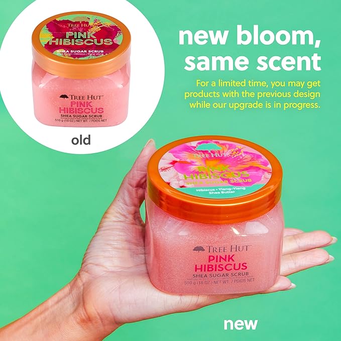 Tree Hut Shea Sugar Scrub - Pink Hibiscus - 18 oz - Exfoliating Body Scrub for Smooth, Glowing Skin - Made with Real Sugar and Shea Butter-VivaGrace Women