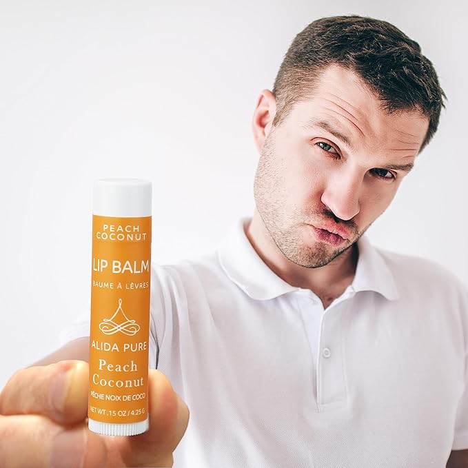 Peach Coconut Lip Balm Collection, Vegan Lip Balm Set, Lip Balm, Beeswax Free, with Avocado Oil, Organic Jojoba Oil, and Vitamin E, Natural Moisturizer for Dry, Chapped Lips, 3 Tube Set-VivaGrace Women