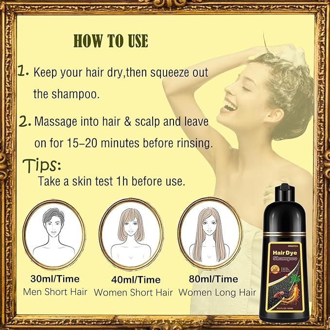 Herbal Burgundy Hair Dye Shampoo - Instant 3-in-1 Gray Coverage for Women & Men, 16.90 Fl OZ (Dark Wine Red)-VivaGrace Women