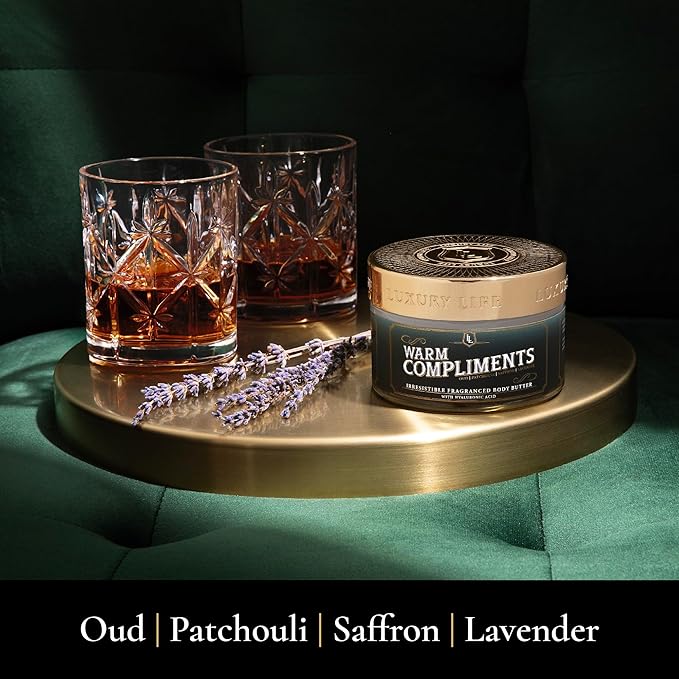 LUXURY LIFE BUTTER - Irresistibly Scented Body Butter with Hyaluronic Acid for Ultimate Moisture. Hydrates for a Non-Greasy Glamorous Glow (Presidential, Peach Smoke, Warm Compliments 5 oz)-VivaGrace Women