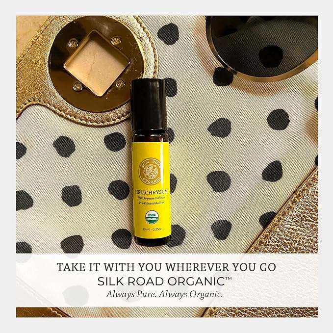 Silk Road Organic Helichrysum Italicum Essential Oil Roll On, 100% Pure USDA Certified Aromatherapy for Skin Vitality & Anti-Aging - 10 ml Roller - Always Pure, Always Organic-VivaGrace Women