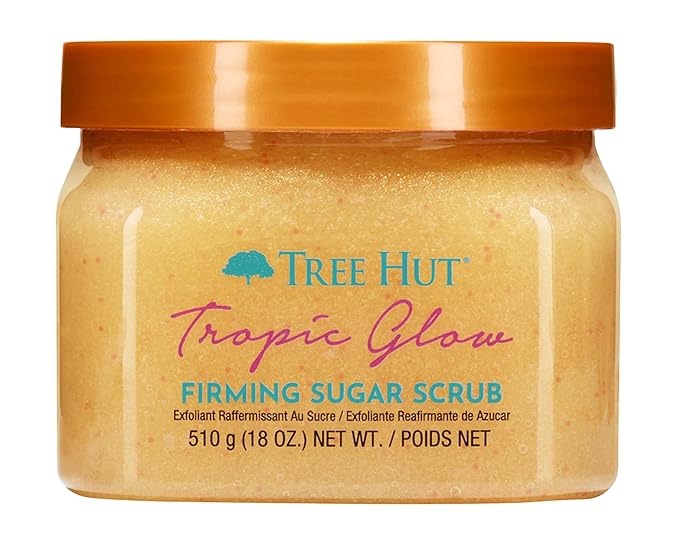 Tree Hut Tropic Glow Shea Sugar Scrub, Exfoliates and Smooths for Soft, Radiant Glow, Warm Scent with Almond, Golden Amber, and Sandalwood, 18 oz-VivaGrace Women