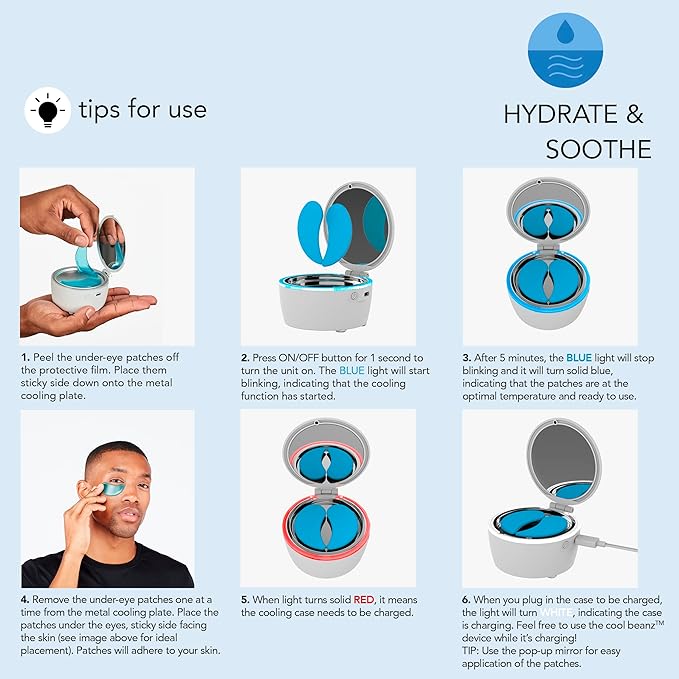 skn by conair Cool Beanz Reusable Under Eye Patches, Rechargeable Cooling Eye Mask to Reduce Dark Circles and Puffiness, and Refresh Tired Eyes-VivaGrace Women