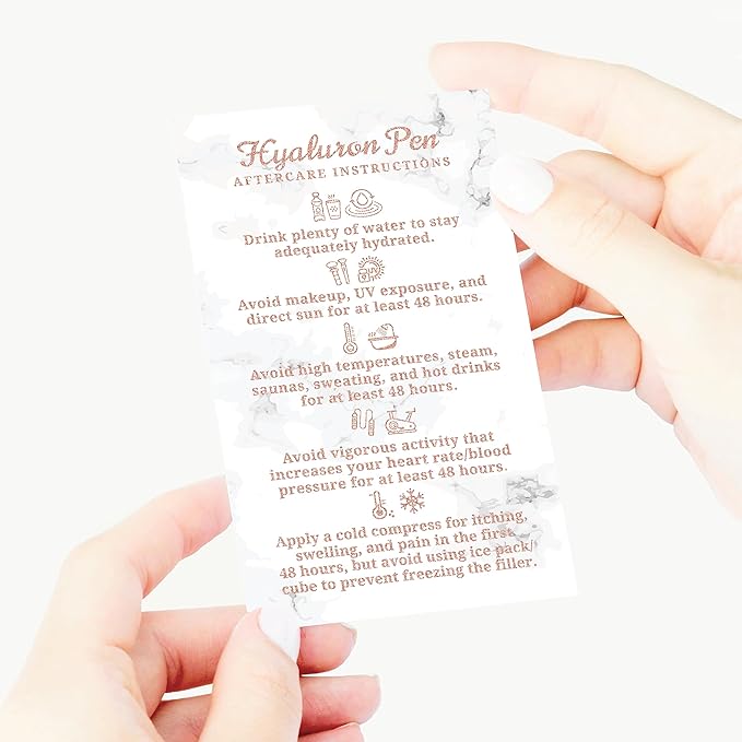 100 Pack - Premium Hyaluron Pen Lip Filler Aftercare Instructions Card 2 x 3.5" Accessories Supplies Kit Care - HP21A100_N-VivaGrace Women