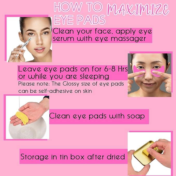 CCbeauty Reusable Under Eye Patches + Eye Cream Applicator Value Set | 100% Silicone Eye Gel Pads | Boost Hydration | Minimize Fine Lines + Wrinkles + Dark Circles | Storage Tin Included | White-VivaGrace Women