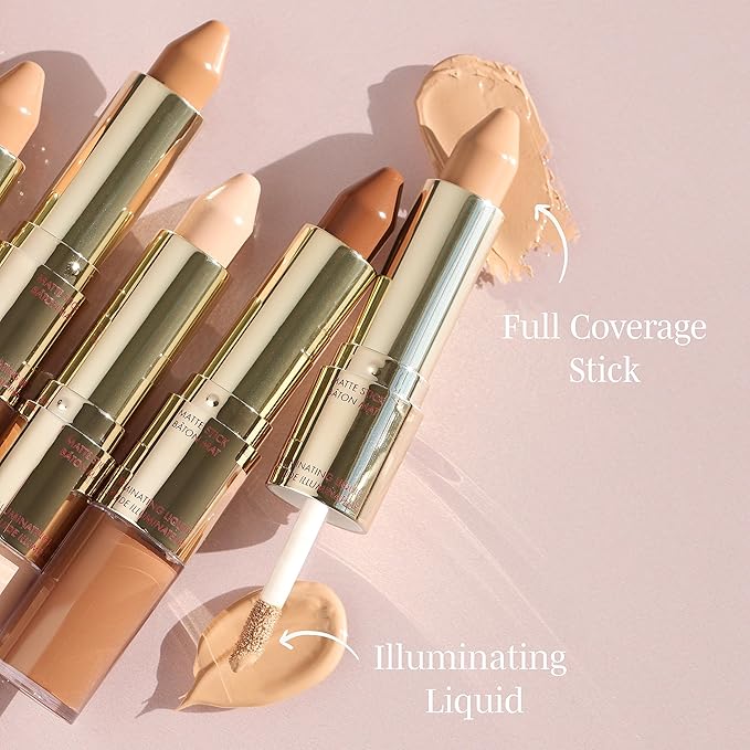 Wander Beauty Dualist Matte and Illuminating Concealer Makeup - Deep - Dual-Ended Matte Concealer Stick + Liquid Concealer - Full Coverage Concealer Brightens, Firms & Hydrates Under Eyes - 0.28 fl oz-VivaGrace Women