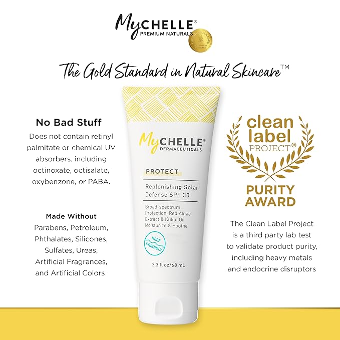 MyCHELLE Dermaceuticals Solar Defense SPF 30 (2.3 Fl Oz) - Moisturizing Reef Safe Sunscreen with Red Algae Extract and Kukui Oil - Travel Size Zinc Sunscreen for Face and Body-VivaGrace Women