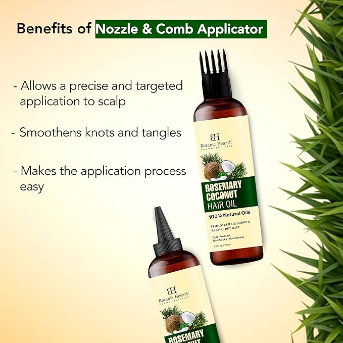 Botanic Hearth Rosemary, Coconut & Avocado Oil For Hair Growth (6.7 fl oz) Infused with Rosemary, Coconut, Biotin|Hair Oil Repairs Damaged Hair, Strengthening, Healthier Hair, Moisturizing- Hair Tonic-VivaGrace Women