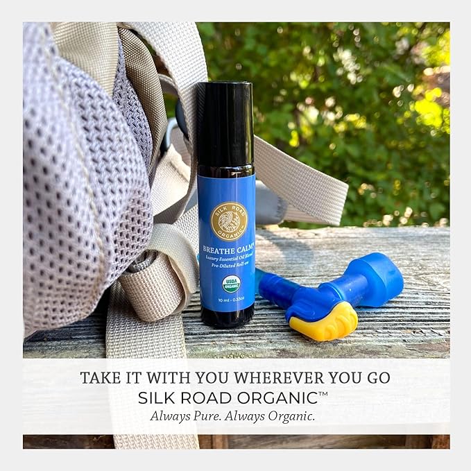 Silk Road Organic Breathe Calm Essential Oil Breathe Easy Blend Roll On, 100% Pure USDA Certified Aromatherapy for Cold, Cough, Congestion, Allergy Relief, & Wellness - 10 ml Roller-VivaGrace Women