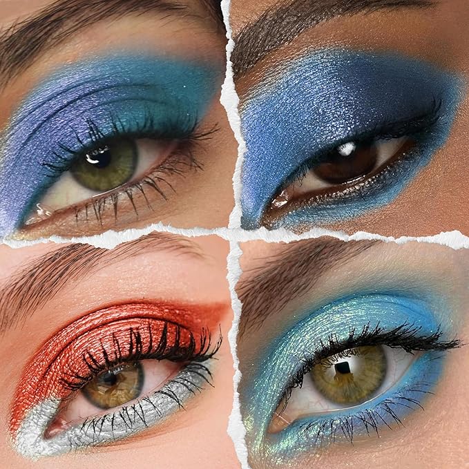 Galactic Assemble Eyeshadow Palette 14 Colors Glitter Shimmer Metallic Eye Shadow Pallet Blue Galaxy Eye Makeup Palettes Create Space-like Eyes Make up Orange Gifts for Women Girls-VivaGrace Women