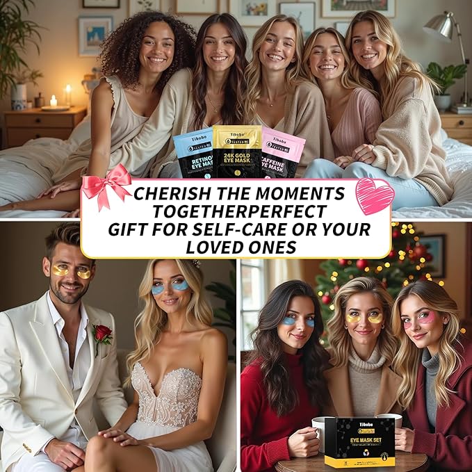 Under Eye Patches(25 Pairs), 24K Gold, Caffeine, Retinol Eye Masks for Puffy Eyes, Wrinkles, Dark Circles, Undereye Bags Treatment - Restoring & Awakening & Moisturizer Skin care Gift for Women-VivaGrace Women