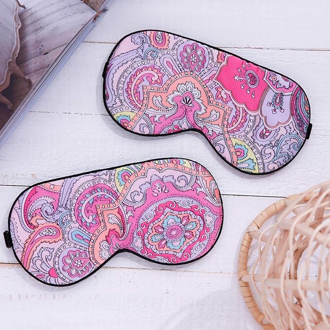 100% Pure Silk Eye Mask Sleep Eye Mask Eye Cover Eyeshade Sleeping Eye Mask Printed Colors (#12)-VivaGrace Women