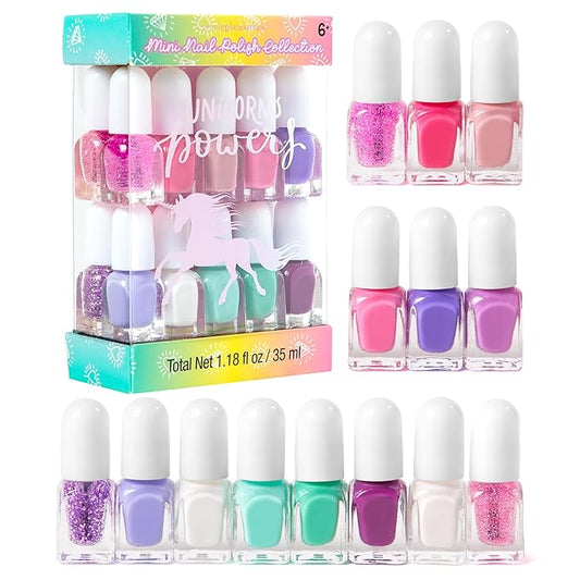 SIMPLE PLEASURES 14- Unicorn Power Kids Nail Polish Set for Girls – 14 Water-Based Non -Toxic Nail Art Kit - Gift Set for Girls Ages 7-12