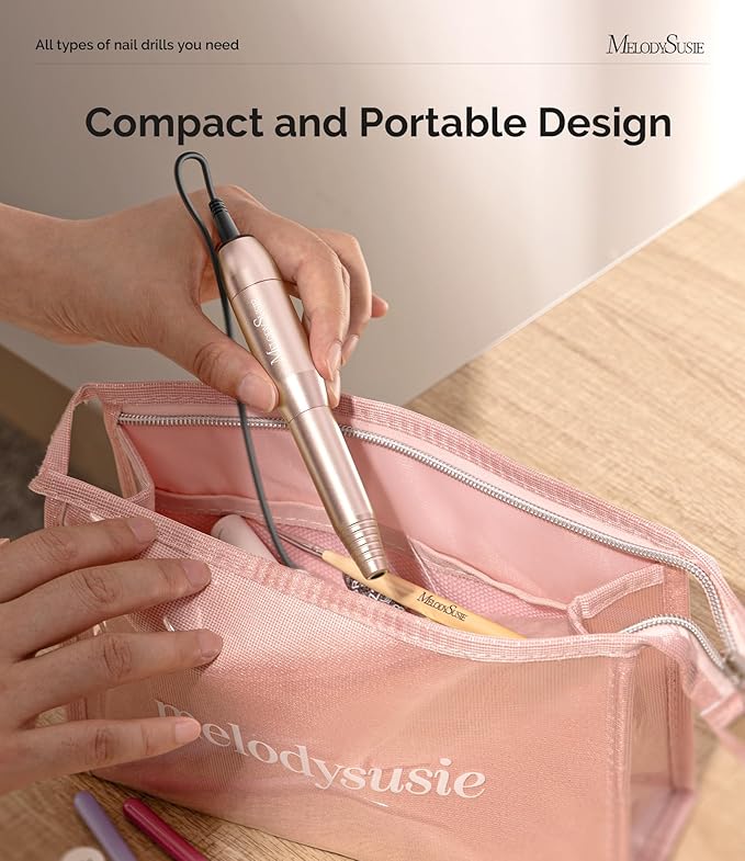 MelodySusie Electric USB Nail Drill Machine,PC120I Portable Electric Nail File Efile Set for Acrylic Gel Nails, Manicure Pedicure Tool with Nail Drill Bits Sanding Bands Gold-VivaGrace Women