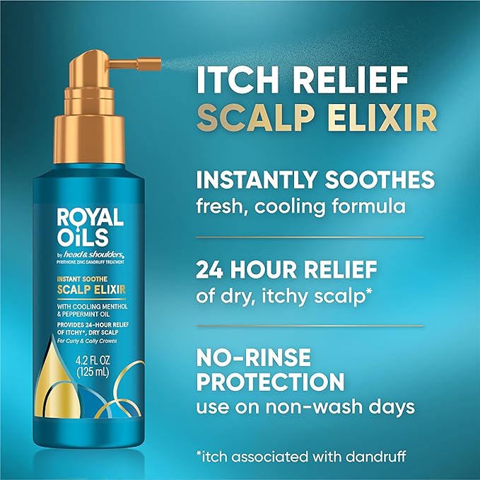 Head & Shoulders Royal Oils Scalp Elixir Treatment - Instant Soothe, Anti-Dandruff, Dry Scalp Relief & Hydration with Cooling Menthol & Peppermint Oil, 4.2 fl oz-VivaGrace Women