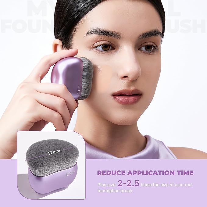 Jessup Foundation Brush for Liquid Makeup, Large Flat Top Kabuki Brush for Blending, Buffing, Stippling, Luxury Purple SF003-VivaGrace Women