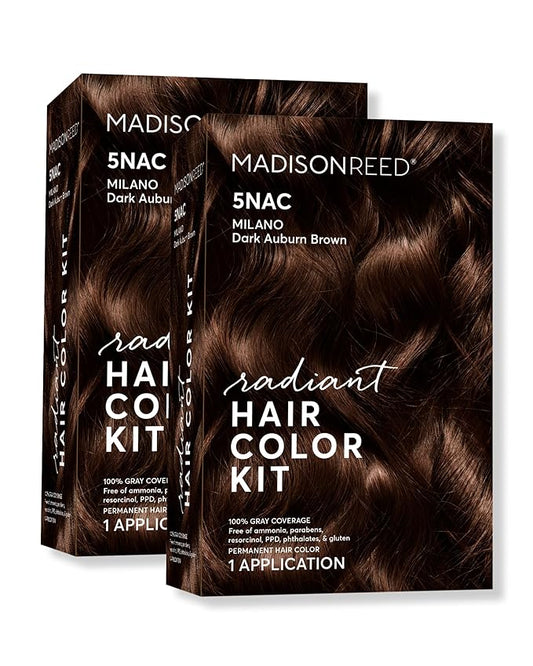Madison Reed Radiant Hair Color Kit | 5NAC Dark Chocolate Brown (Milano Brown) for 100% Gray Hair Coverage | Salon Quality Permanent Hair Dye | PPD-Free & Ammonia-Free | (Packaging May Vary) 2 Pack-VivaGrace Women