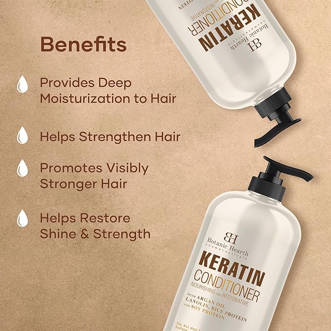Botanic Hearth Keratin Conditioner with Argan Oil - Sulfate-Free Hair Treatment for All Hair Types, Normal, Dry or Damaged, Color Treated - 16 fl oz-VivaGrace Women
