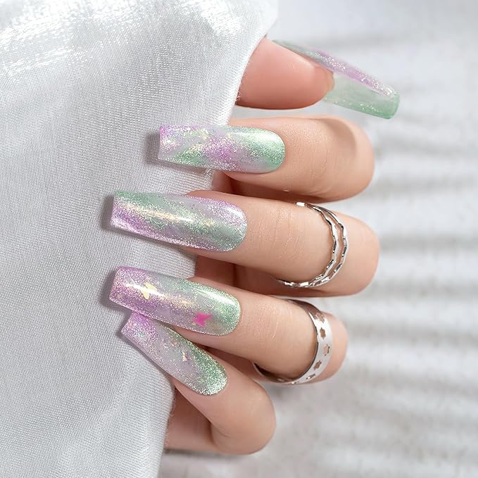 RARJSM Aurora Mermaid Cat Eye Gel Nail Polish Set 6 Colors Velvet Silver Glitter Pink Green Blue Purple Galaxy Star Shimmer Gel Polish with Magnetic Stick UV LED Curing Requires Soak Off Home Salon-VivaGrace Women