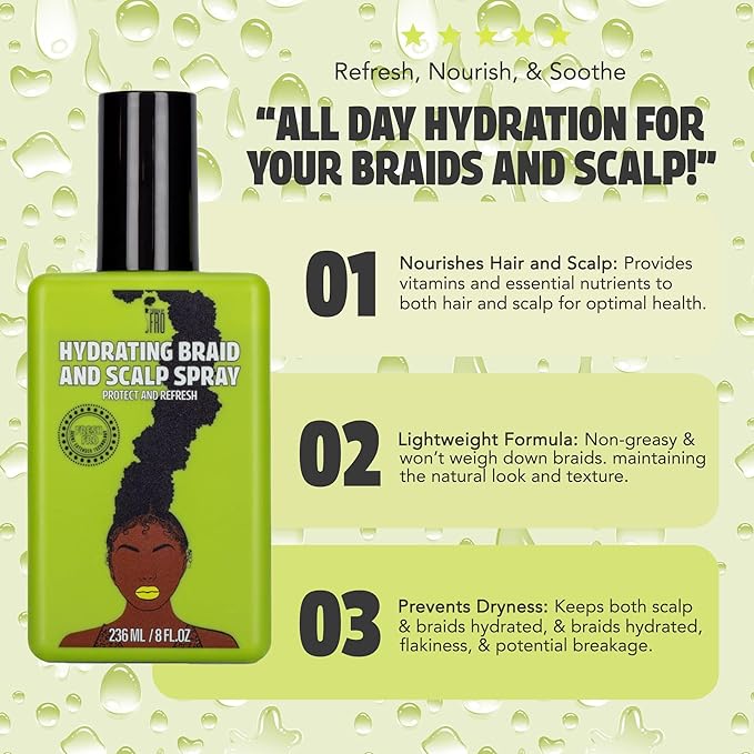 Pardon My Fro Braid & Scalp Hydrating Spray – Moisturizing Scalp Health Treatment for Dry, Itchy Scalp, Hair Hydration, Non-Oily Leave-In Spray for Women, Hyaluronic Acid Infused Hair Care Solution.-VivaGrace Women