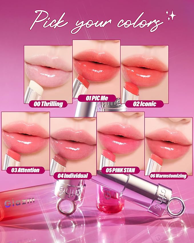 ATHE Glazm Lipbalm Stick - Vegan Glow Korean Lip Balm - Plumping, Volumizing & Highly Pigmented Lipstick - Soft Melting, Buildable Formula - Plant-Derived, Cruelty-Free, 0.12oz. (04 Individual)-VivaGrace Women