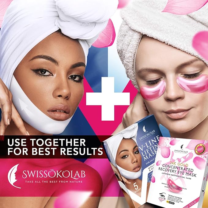 SWISSÖKOLAB Under Eye Patches For Puffy Eyes 24k Gold Eye Mask Dark Circles And Puffiness Collagen Eye Gel Pads Moisturizing & Reducing Wrinkles Anti-Aging Hyaluronic Acid (Japanese Series)-VivaGrace Women